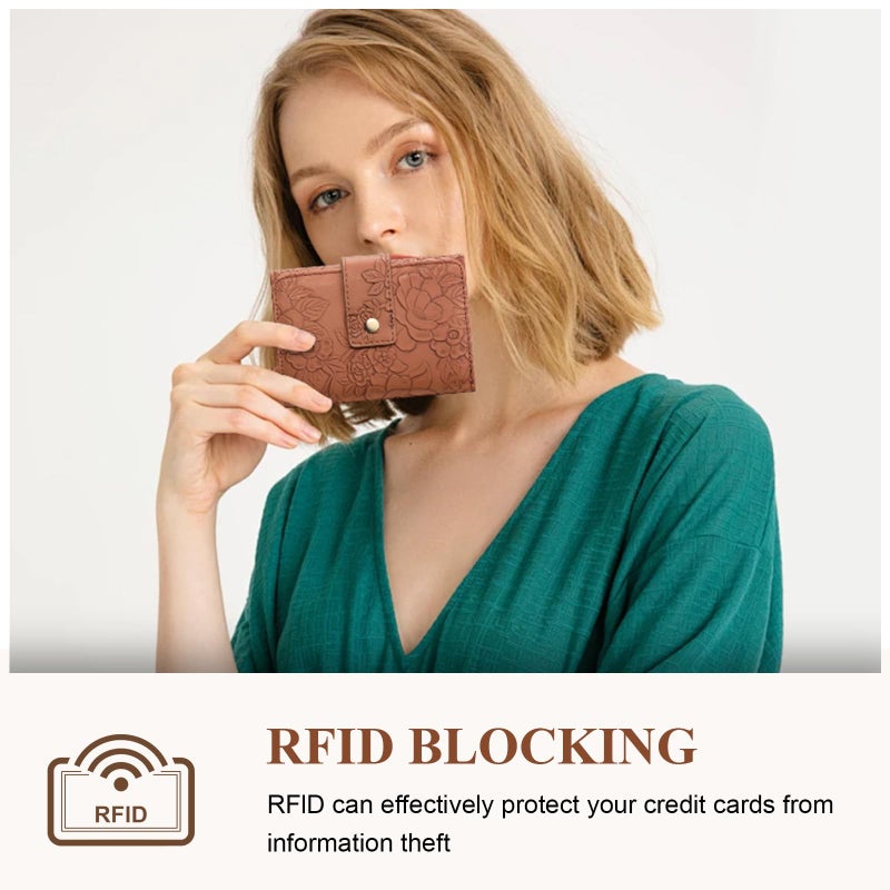 SENDEFN Wallets for Women Trifold Ladies Wallet Credit Card Holder Coin Pocket with ID Window - Image 3