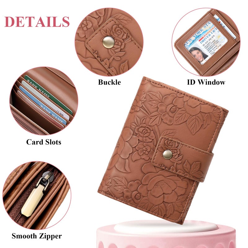 SENDEFN Wallets for Women Trifold Ladies Wallet Credit Card Holder Coin Pocket with ID Window - Image 5