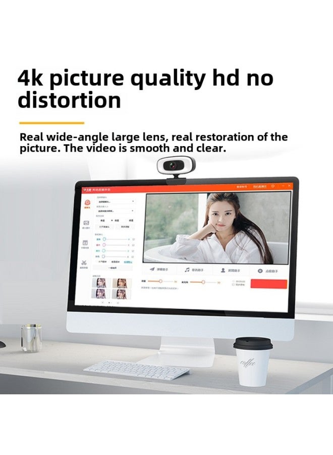 4K Computer Camera Desktop Notebook Webcam With Fill Light 1080p HD Webcam-Color:Black  - Image 4