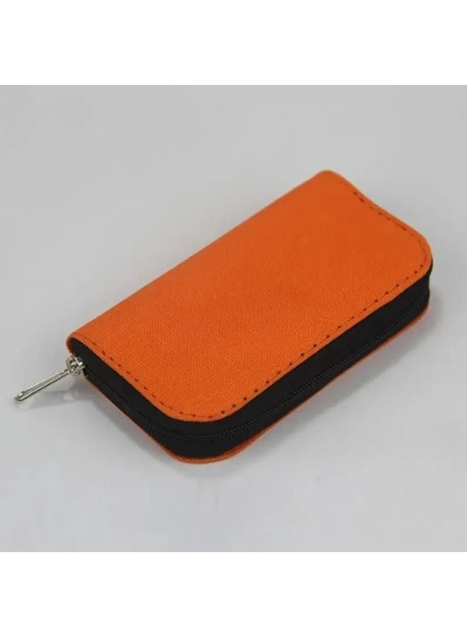 برتقالي حقيبة تخزين بطاقات PVC متعددة الاستخدامات محمولة تحمل بطاقات ذاكرة SD و CF هدية - Image 1