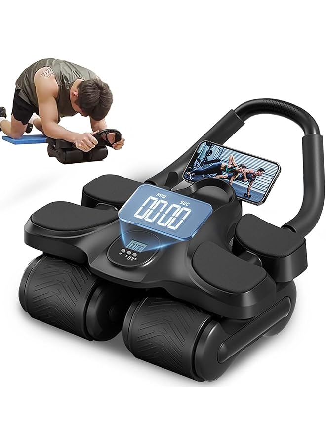 EqiEch Ab Roller Wheel Ab Wheel Roller with 4 Elbow Support Abdominal Exercise Roller Automatic Rebound Abdominal Wheel - Image 1