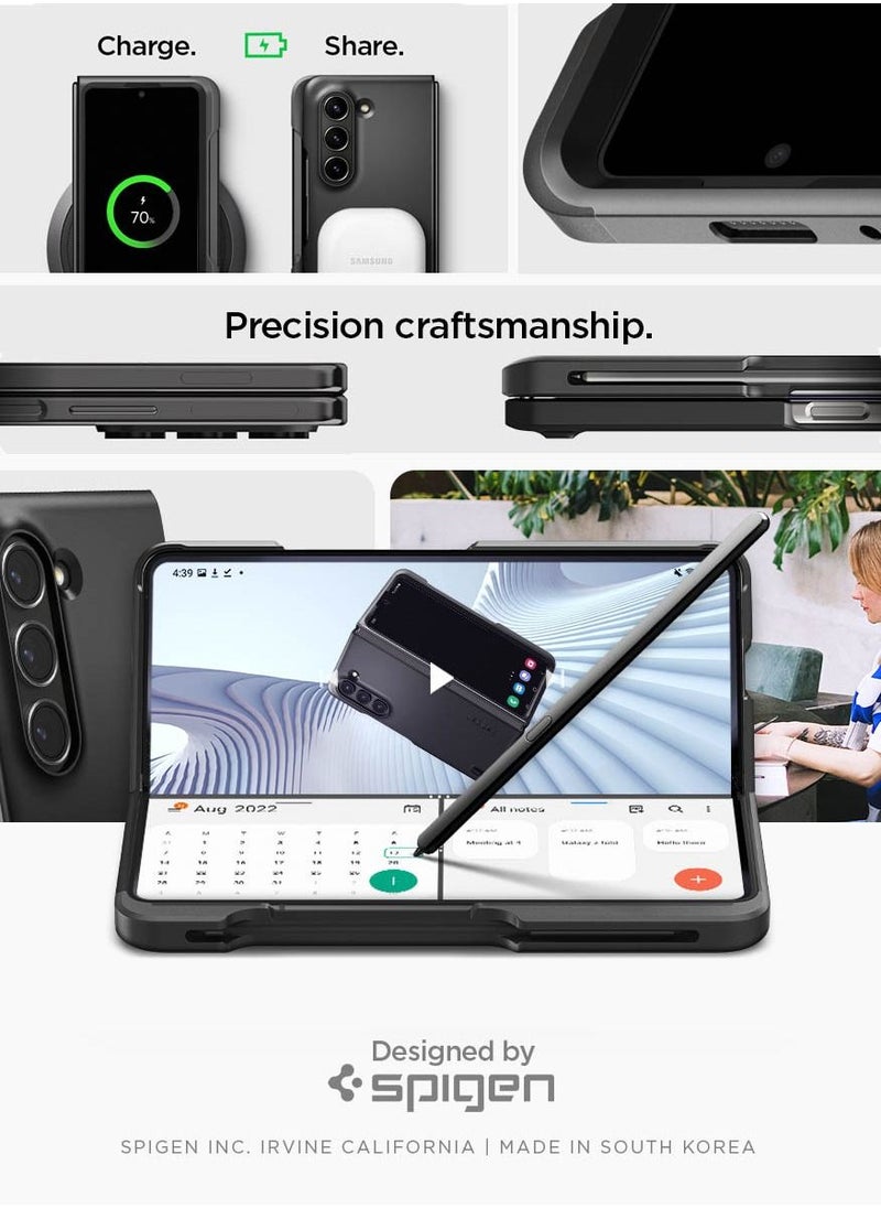 Spigen - غطاء حماية رفيع مناسب لهاتف سامسونج جالاكسي Z فولد 5 مع حامل قلم S (قلم S غير متضمن) - أسود - Image 1