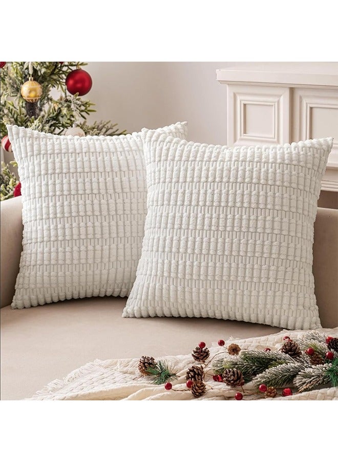 MVAQKLM  2 Pack Cushion Covers Soft Cozy Plush Short Faux Wool Velvet Decorative Sofa Throw Pillow Covers Luxury Cushion Case Pillow Shell for Couch Sofa Bedroom Pillow Square 45X45cm（18X18inch） - Image 1