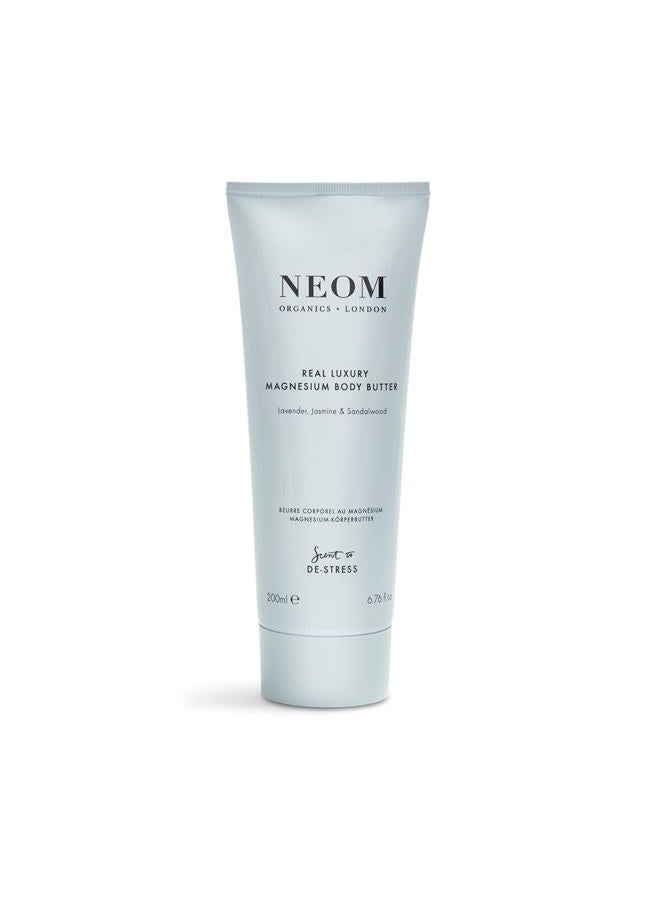 NEOM - Magnesium Body Butter | 6.76 Fl Oz (200ml) | Lavender, Sandalwood & Jasmine | Calming Lotion with Essential Oils | 100% Natural Fragrances | Nourish & Soften | Signature De-Stress Scent - Image 1