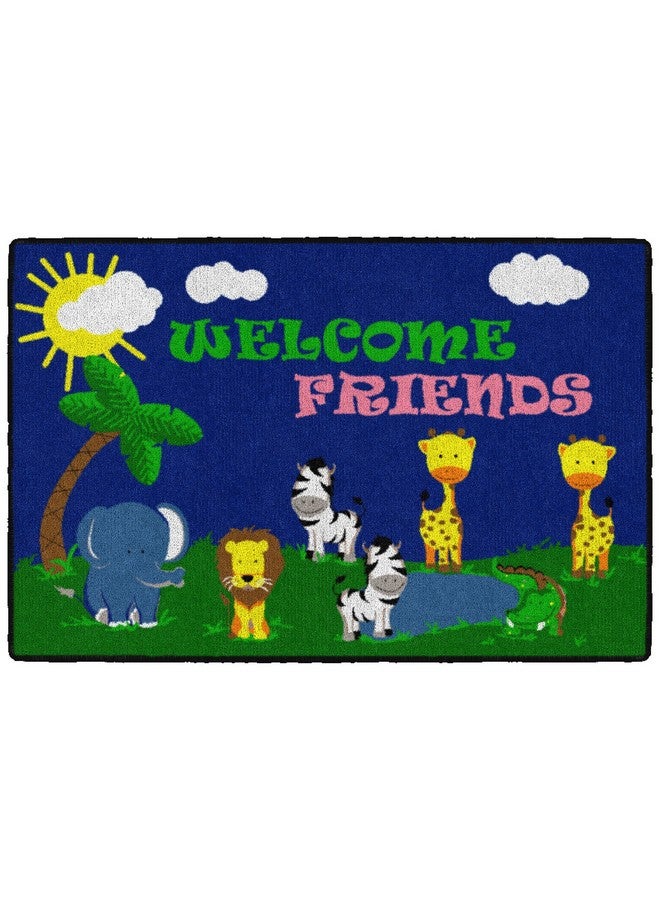 Flagship Carpets Kids and Baby Non Slip Area Rug for Home Learning or Classroom Carpet, Playroom or Kids Bedroom Mat, 2' x 3', Cutie Animal Welcome - Image 1