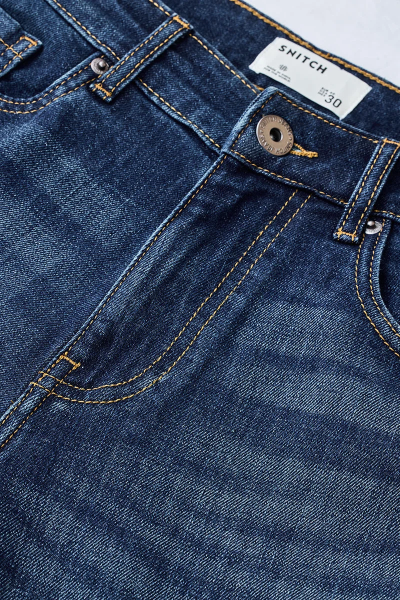 SNITCH Blue Comfort Fit Washed Jeans for Men | Best Price UAE