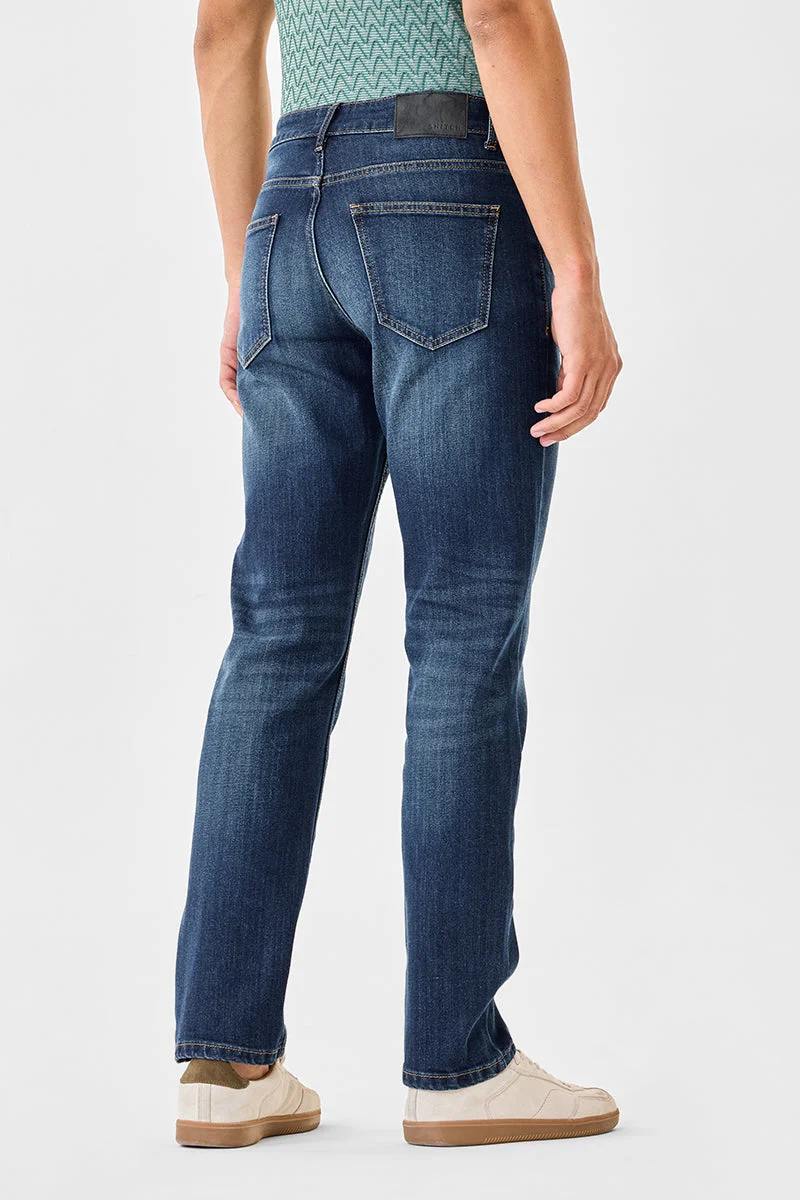 SNITCH Blue Comfort Fit Washed Jeans for Men | Best Price UAE