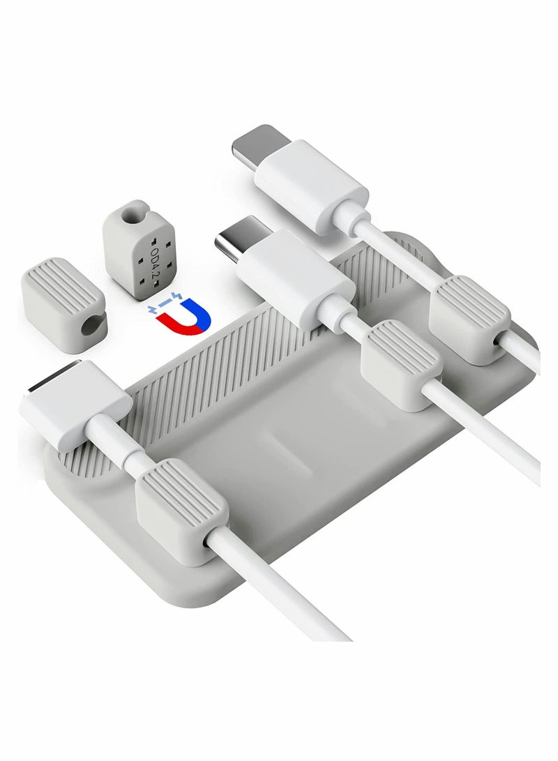 SYOSI Cable Management Magnetic Holder Desktop Multipurpose Cord Keeper 5 Clips for Lightning Cables, USB C Micro Sticks to Wood, Marble, Metal, Glass  - Image 1