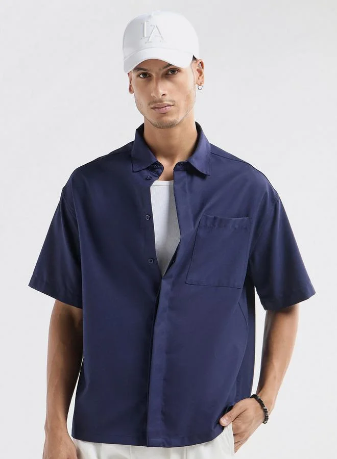 Splash FAV Regular Fit Shirt with Collar and Short Sleeves