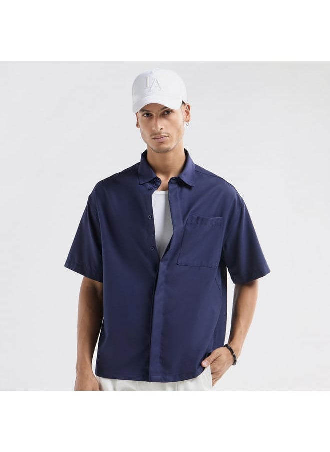 FAV Regular Fit Solid Shirt with Collar and Short Sleeves  - Image 1