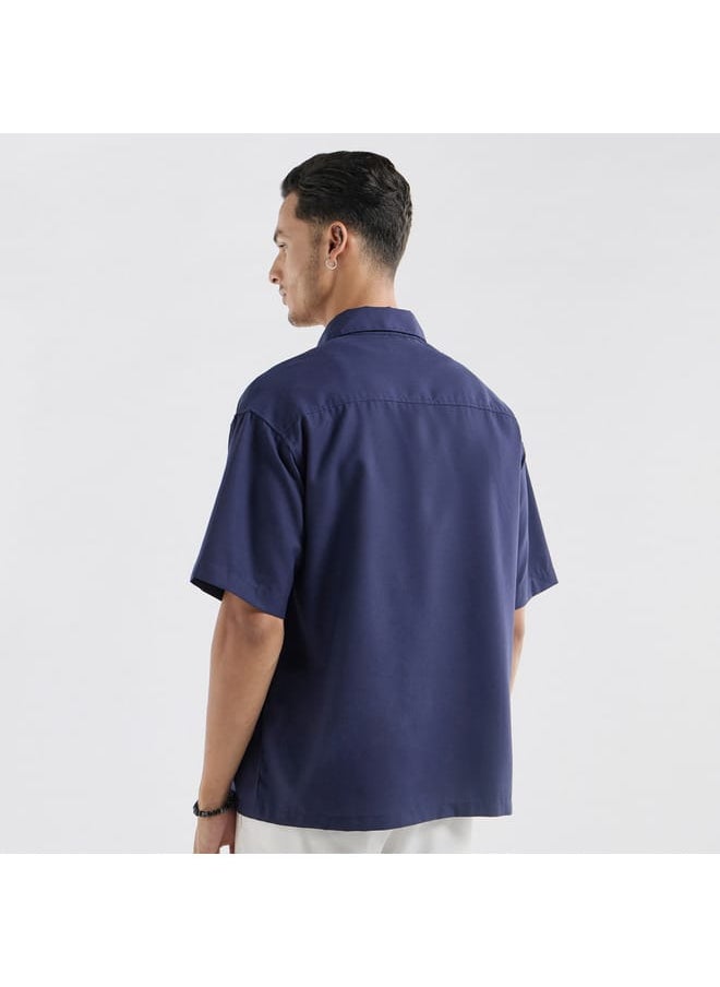 FAV Regular Fit Solid Shirt with Collar and Short Sleeves  - Image 3