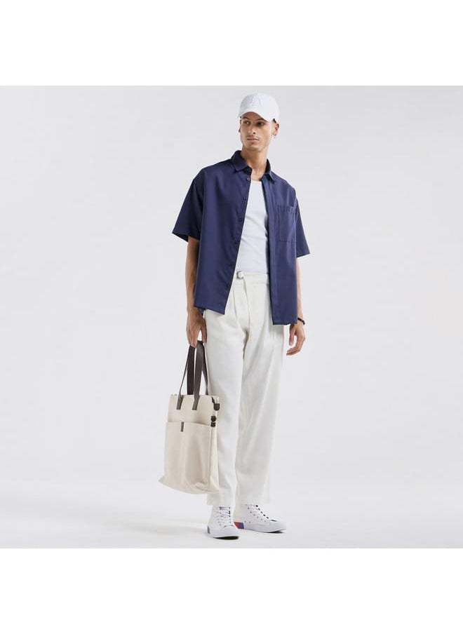 FAV Regular Fit Solid Shirt with Collar and Short Sleeves  - Image 2