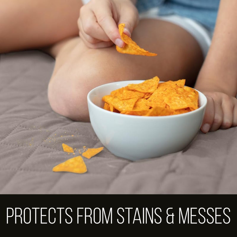 Sofa Shield Couch Slip Cover with Patented Strap, Cushion Protector, US Designed Reversible Stain and Dog Tear Resistant Slipcover, 70 inch Seat, Washable Covers for Dogs Pets, Light Taupe - Image 2