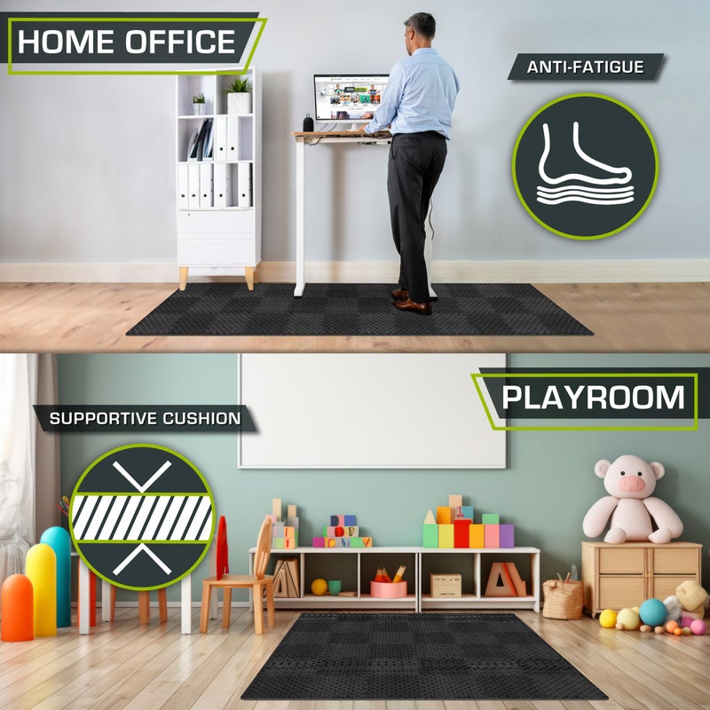 ProsourceFit Exercise Puzzle Mat Â½-inch, Checkered EVA Foam Floor Tiles w/ Non-Slip Texture, Gym Mats w/ Interlocking Flooring for Adjustable Surface, Shock Absorbing, Black, 36 SQ FT - 36 Pieces - Image 4