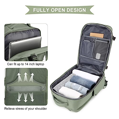 coowoz Travel Backpack For Women Men,Carry On Backpack,Hiking Backpack Waterproof Outdoor Sports Rucksack Casual Daypack travel essentials（Gray Green） - Image 5