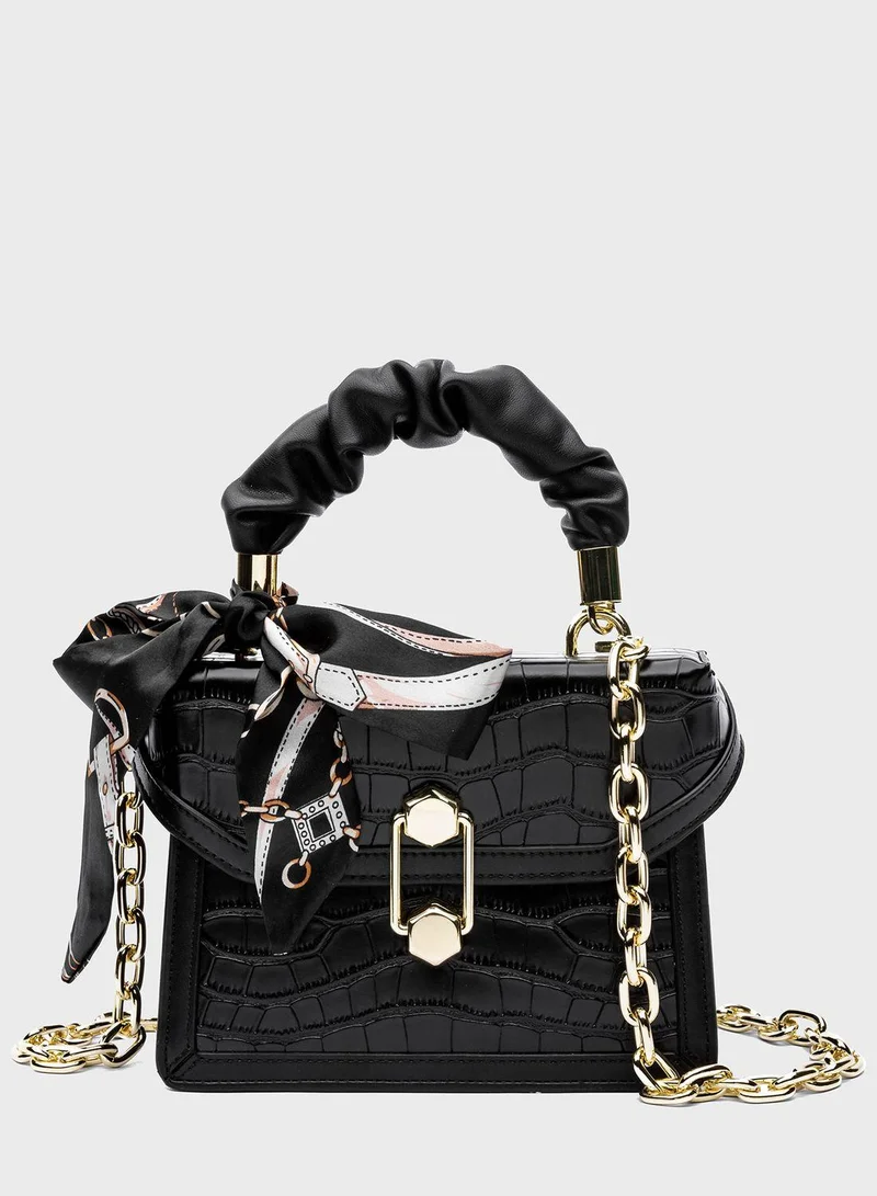 FYOR Casual Textured Chain Detail Crossbody