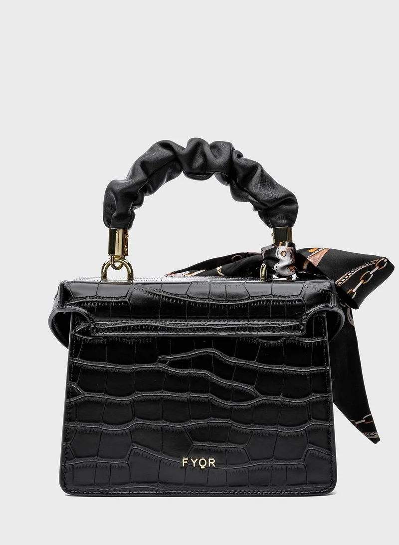 FYOR Casual Textured Chain Detail Crossbody