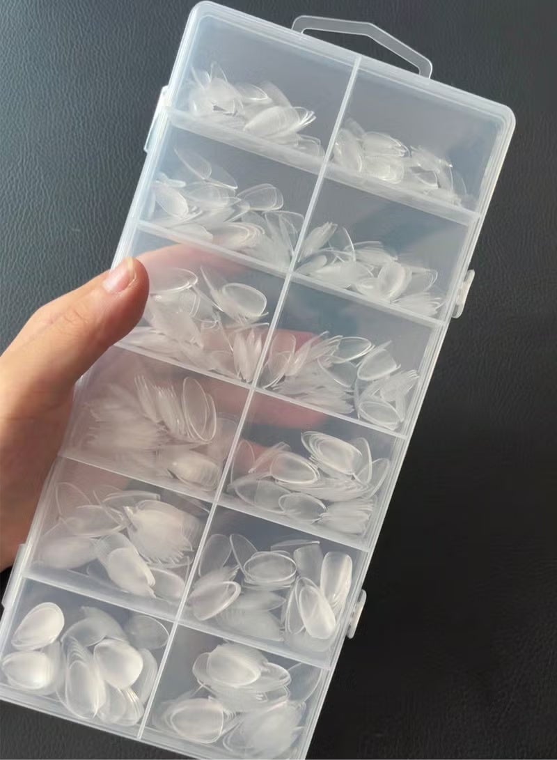 جلامكيت 240 قطعة من أطراف أظافر الجل الأكريليكي المسبقة الشكل - نصف مطفية، تغطية كاملة، أظافر جلية شفافة، تصميم لوزي قصير فرنسي، مجموعة تمديد أظافر للاستخدام المنزلي والصالونات - Image 5