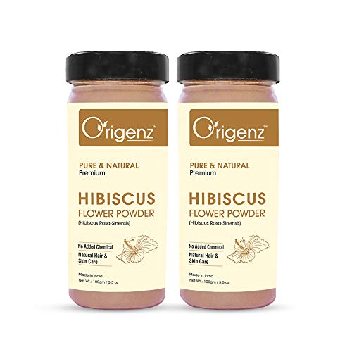 Origenz Natural Hibiscus Powder 200 gm for Hair Care, Skin Cleansing, Conditioning, Mask, Face Pack, Scrub, Wash | Rosa-sinensis | In Jar 7.05 oz (100gm X 2) - Image 1