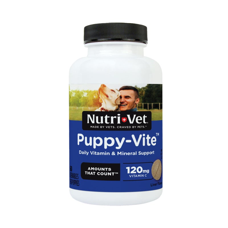 nutri vet Nutri-Vet Puppy-Vite Chewables for Puppies, Dog Supplement, Daily Dog Vitamins & Minerals, Supports Balanced Diet, Pet Multivitamin, Supports Joint, Immune, and Overall Health in Canines, 60 Count - Image 1