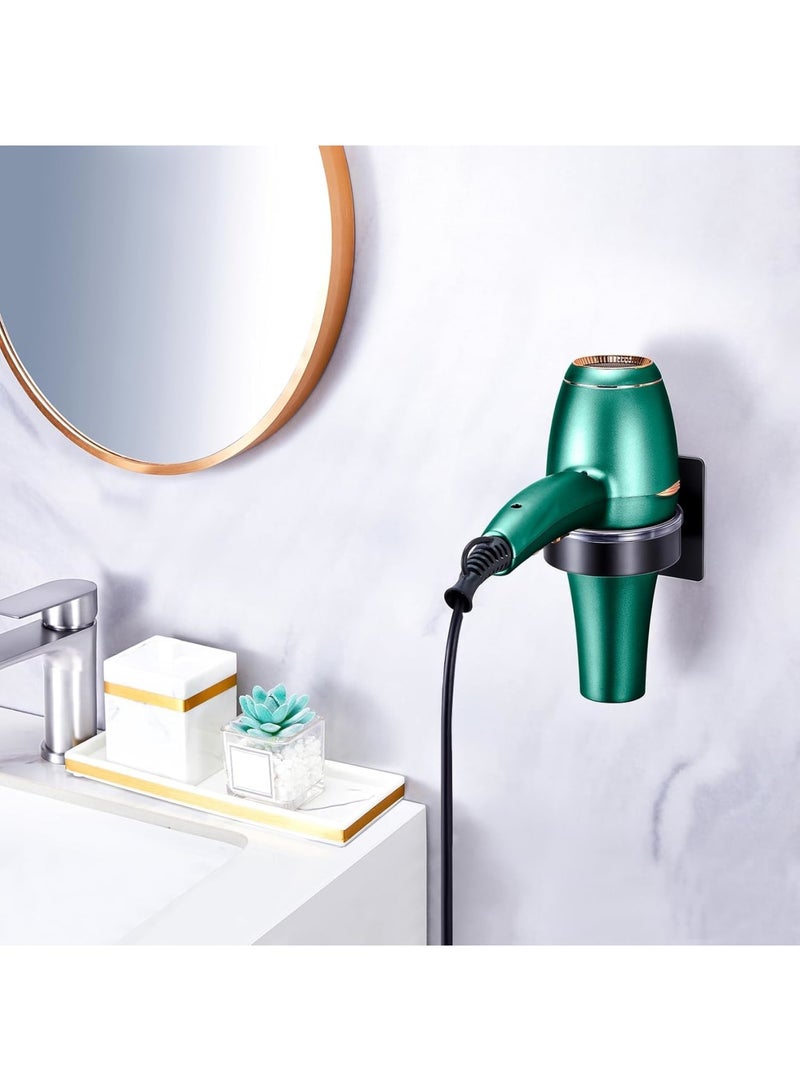SYOSI Hair Dryer Holder, Wall Mounted Stainless Steel Blow Dryer Organizer with Adhesive Mount and Foldable Hook, Space Saving Hair Tool Storage for Bathroom Vanity or Barber Shop, Black - Image 3