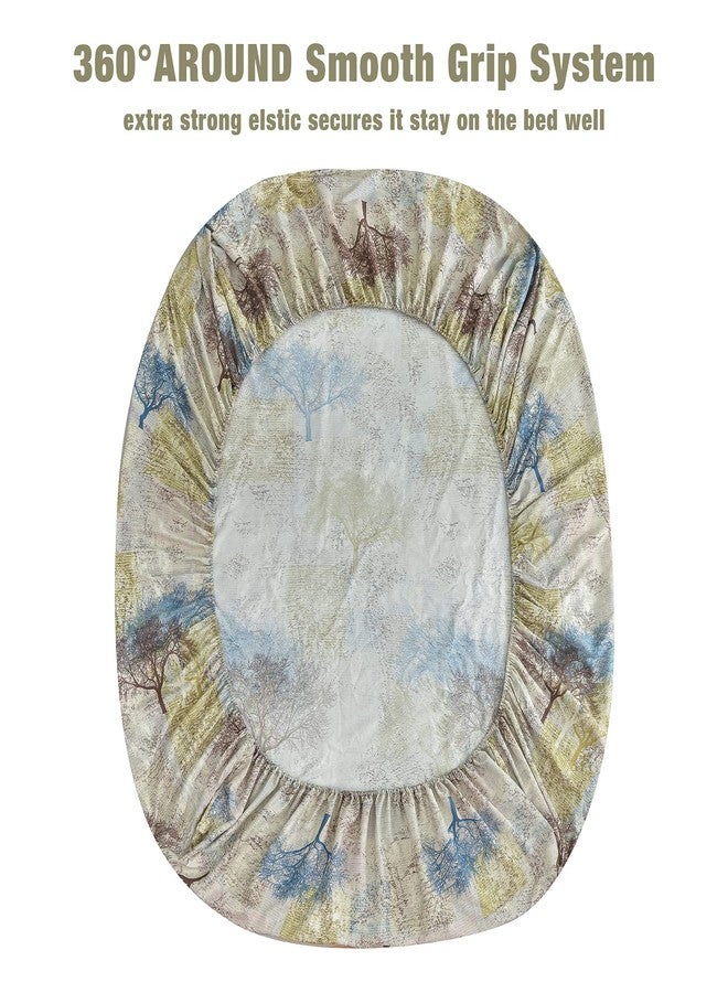 JSD مجموعة ملاءات جيس دي رستيك بطباعة شجرة، حجم كال كينغ، 4 قطع، ملاءات ميكروفايبر ناعمة بجيب عميق إضافي - Image 4