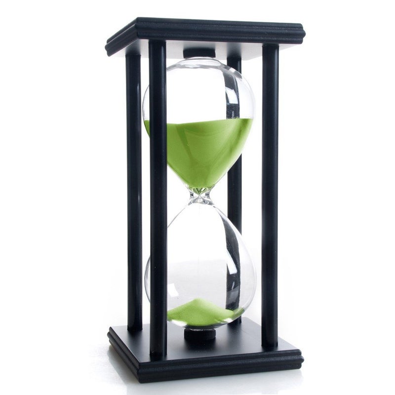 Hourglass 60 Minutes Green Sand Timer Black Wooden Frame Sandglass