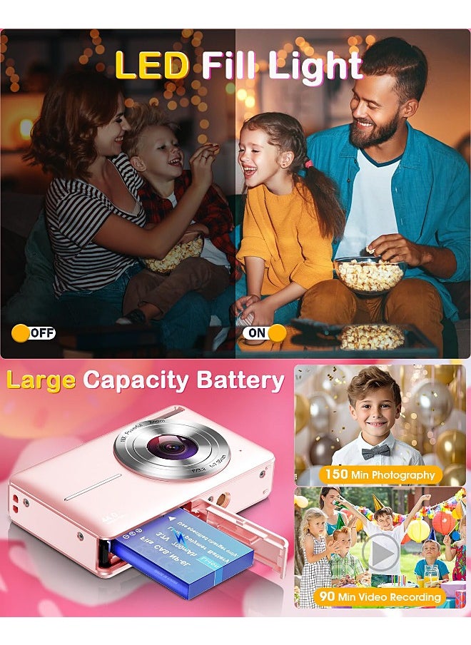 Autofocus Digital Camera for Kids - FHD 1080P 44MP - Rechargeable Compact Mini Camera with 16X Digital - Portable Pocket Camera - With 64GB Memory Card