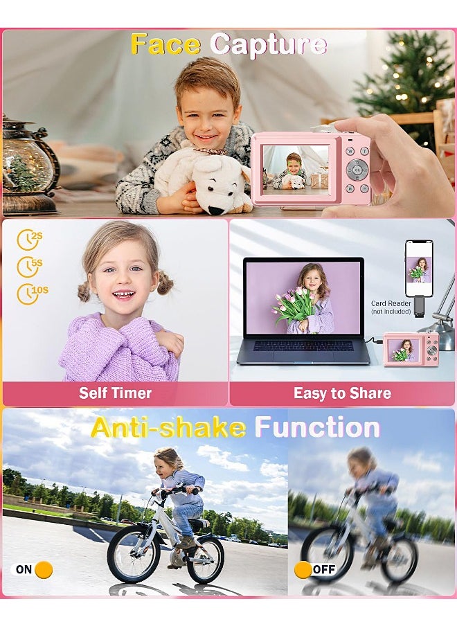 Mi VAZA Autofocus Digital Camera for Kids - FHD 1080P 44MP - Rechargeable Compact Mini Camera with 16X Digital - Portable Pocket Camera - With 64GB Memory Card  - Image 5