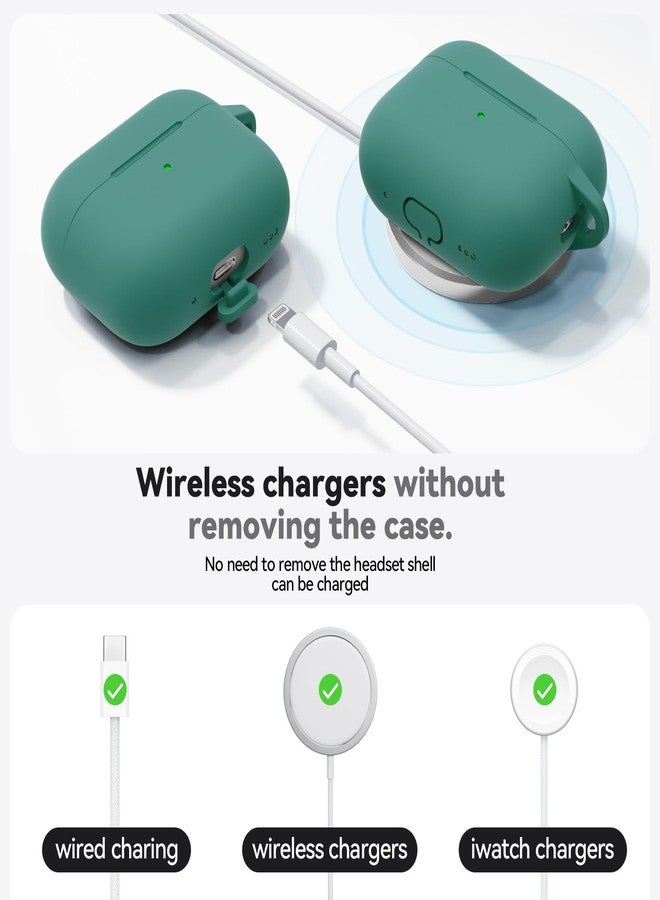 Ljusmicker for AirPods Pro 3 Case 2025 with Cleaner Kit,Soft Silicone Protective Cases for Apple AirPods Pro 3rd Generation Case for Women Men,AirPod Pro 3 Cover Accessories with Keychain-Pine Green - Image 4