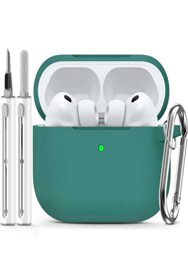 Ljusmicker for AirPods Pro 3 Case 2025 with Cleaner Kit,Soft Silicone Protective Cases for Apple AirPods Pro 3rd Generation Case for Women Men,AirPod Pro 3 Cover Accessories with Keychain-Pine Green - Image 1