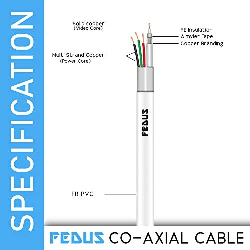 FEDUS 23AWG Pure Copper 3+1 CCTV Camera Coaxial Cable For High-Speed Audio Video Signal BNC Video & Power Cord With Breading Alloy Positive Negative Mic Earth Wire (5-METER) - Image 3