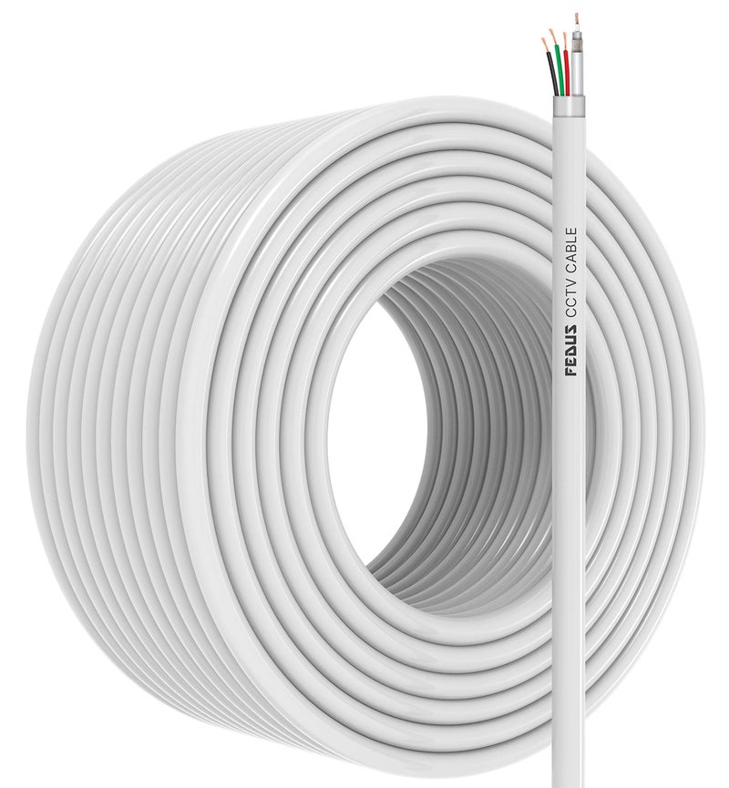FEDUS 23AWG Pure Copper 3+1 CCTV Camera Coaxial Cable For High-Speed Audio Video Signal BNC Video & Power Cord With Breading Alloy Positive Negative Mic Earth Wire (5-METER) - Image 1