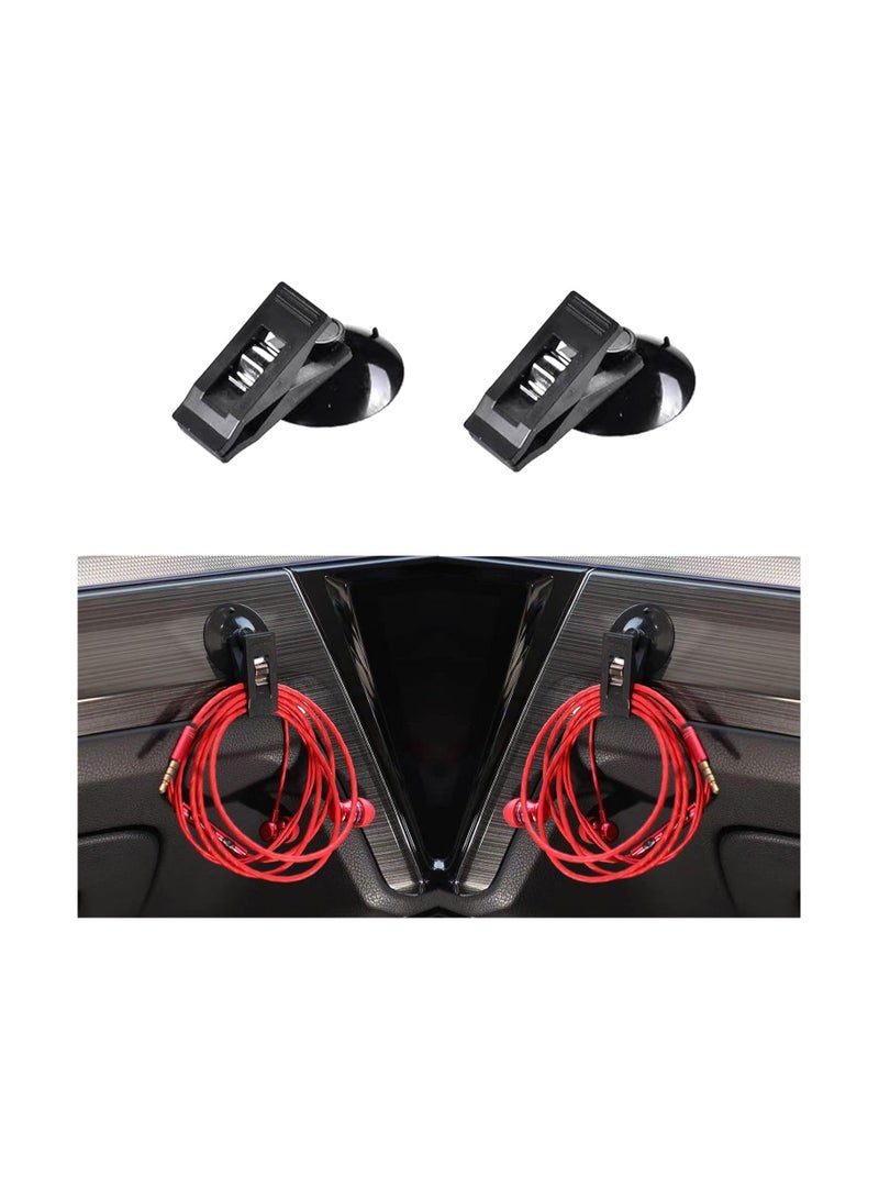 Y&D Car Suction Cup Clip, Sun Shade Window Reusable Strong Metal Ticket Paper Towel Clamp, Multiple Purpose Card Clam Vehicle Decoration Pendants, 4 Pcs - Black - Image 2