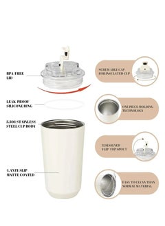smeg 320ML Beverage Cup Travel Portable Car Drinking Cup Stainless Steel Vacuum Leak proof 320ML Coffee Thermos（Grey）  - Image 3