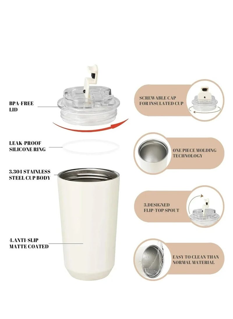 smeg 320ML Beverage Cup Travel Portable Car Drinking Cup Stainless Steel Vacuum Leak proof 320ML Coffee Thermos（Grey）  - Image 3