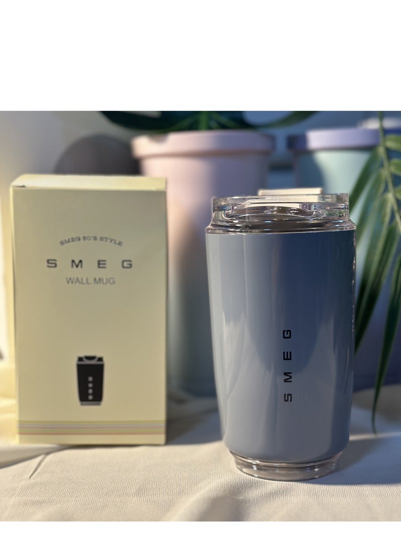 smeg 320ML Beverage Cup Travel Portable Car Drinking Cup Stainless Steel Vacuum Leak proof 320ML Coffee Thermos（Grey）  - Image 1