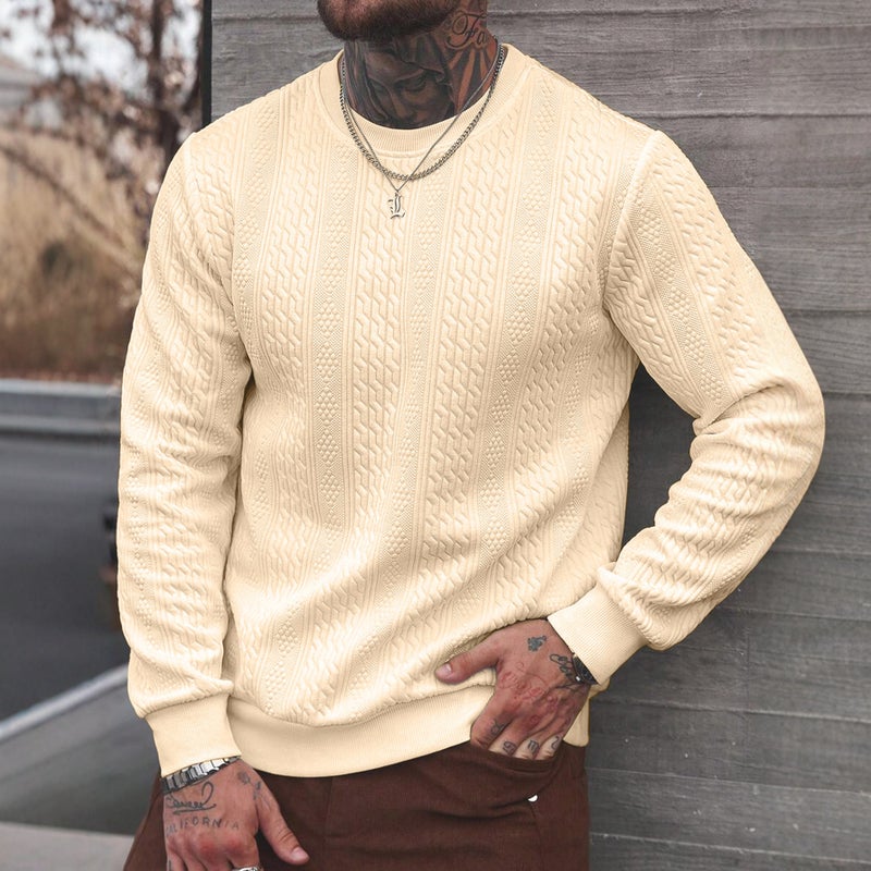 Men's Solid Color Round Neck Sweatshirt - Image 3