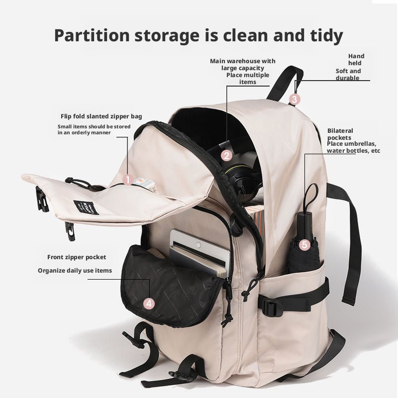 Ins Backpack, Simple and Versatile, Large Capacity Casual Travel Backpack for Men, Women, and Students - Image 4