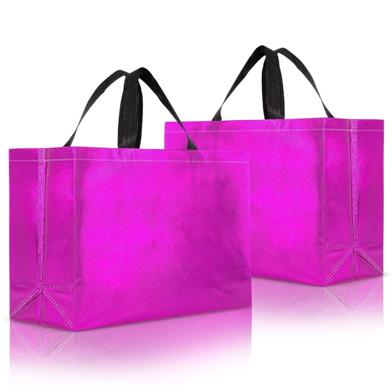 KOOGLY Shopping Bag | Carry Bag for Return Gifts | Gift Bags | Tote Bags Glossy Metallic Hot Pink Color Bag(Pack of 5 Pcs)… - Image 1