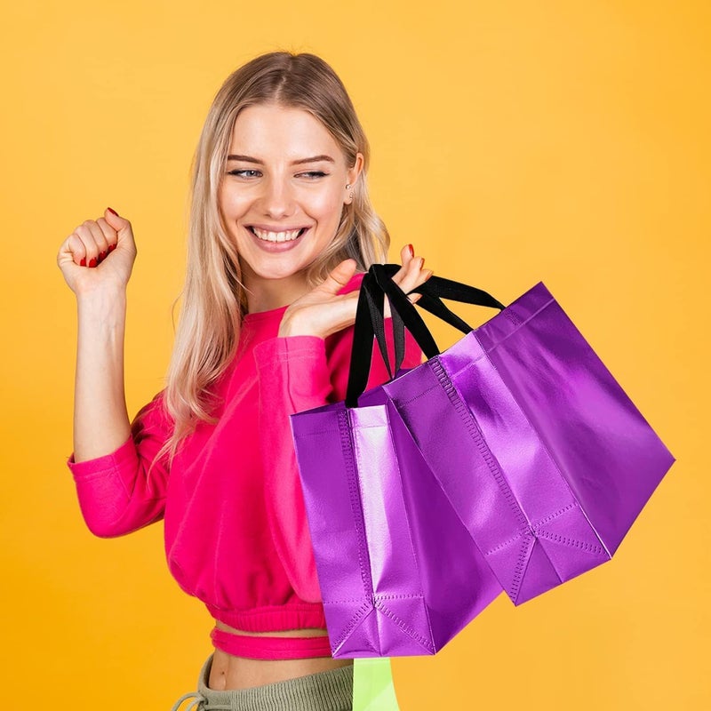 KOOGLY Shopping Bag | Carry Bag for Return Gifts | Gift Bags | Tote Bags Glossy Metallic Hot Pink Color Bag(Pack of 5 Pcs)… - Image 2