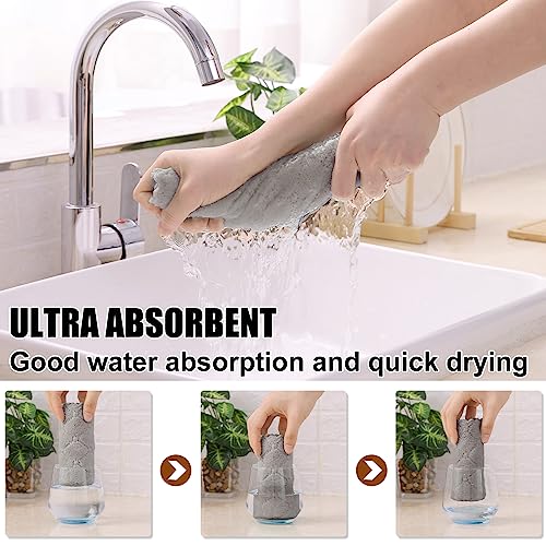 Homaxy 12 Pack Kitchen Dish Cloths (10 x 10 Inches, Grey), Super Soft and Absorbent Coral Velvet Dish Towels, Nonstick Oil Fast Drying Microfiber Cleaning Cloth, No Lint Household Dishcloths - Image 3