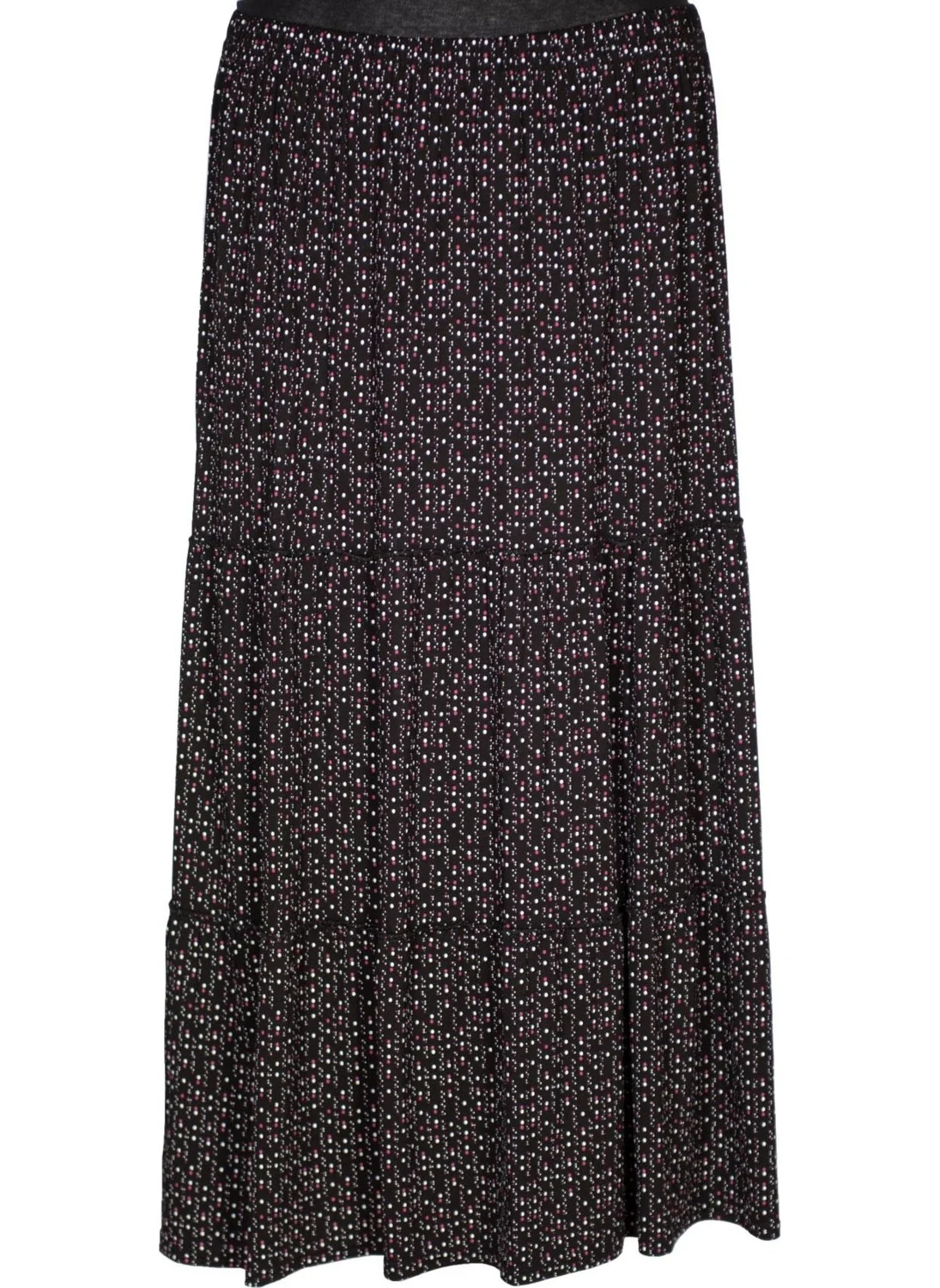 حسنة Women's Nursel Elastic 3 Layer Fuchsia Dotted Skirt Black