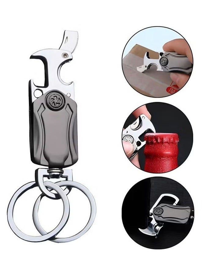 Heavy Duty Keychain Opener with 2 Keyrings Car Keychains, Bottle Opener, Fingertip Gyroscope, Auto Parts, 360 Degree Rotatable, Bottle Opener, Carabiner Car Key Chains - Image 1