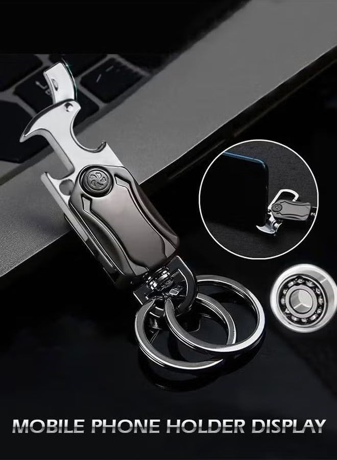Heavy Duty Keychain Opener with 2 Keyrings Car Keychains, Bottle Opener, Fingertip Gyroscope, Auto Parts, 360 Degree Rotatable, Bottle Opener, Carabiner Car Key Chains - Image 3