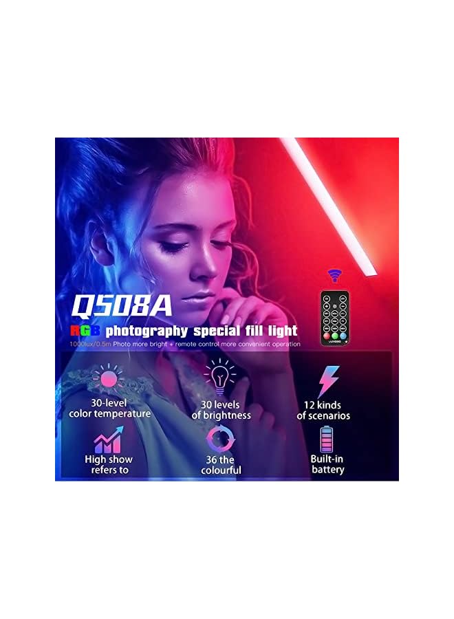 DF DIGITALFOTO RGB Light Wand - 36 Colors, 12 Scene Effects, 30 Brightness Levels, 3000K-6000K Dimmable Camera Light, CRI 95+, 2600mAh Lithium-ion Battery, 10W Power  - Image 2