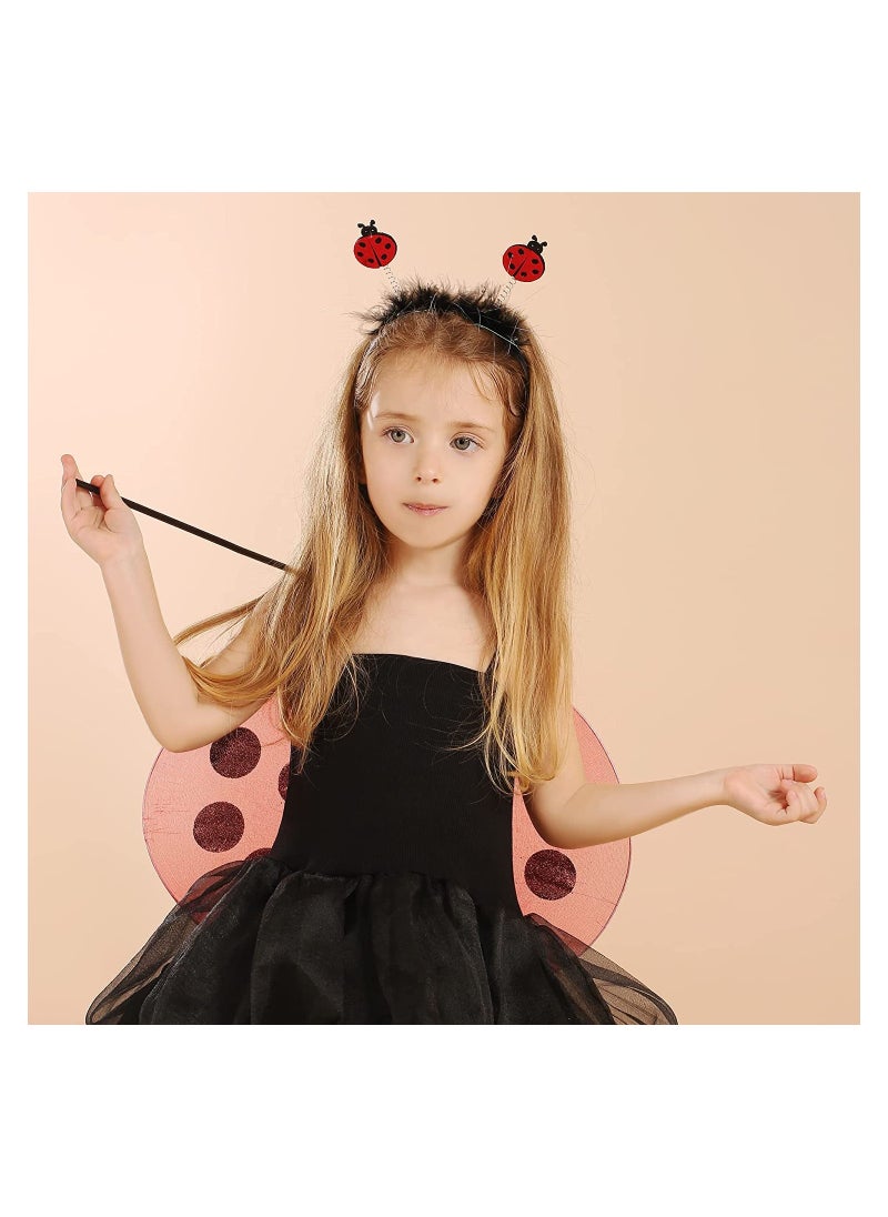 SYOSI - Girls Ladybug Costume Headband Wand Fairy Wings Dress Up for Party Supplies Carnival Stage Performance Birthday Role Playing Toddler Girl Boys - Image 1