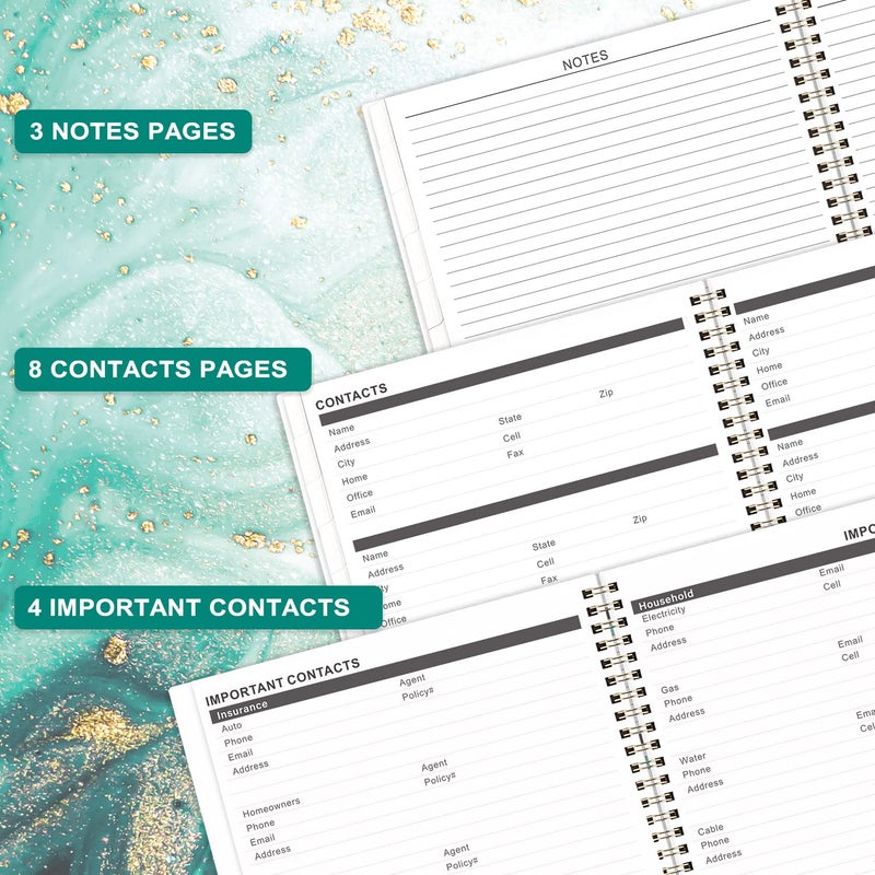 BooQool 2026-2027 Monthly Planner - Monthly Calendar 2026-2027, JAN 2026 - DEC 2027, 9" x 11", 2 Years Planner, Cardboard Cover, 2-Side Pocket, Green - Image 4