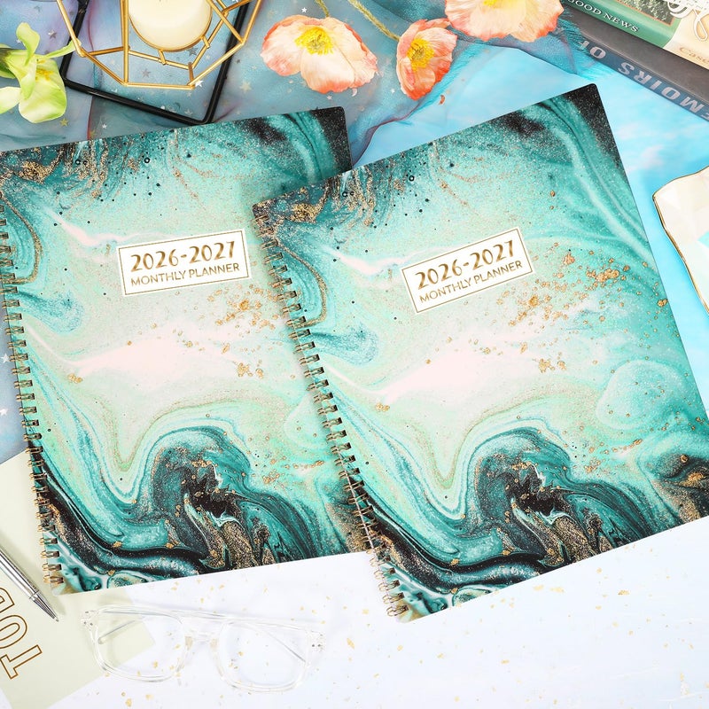 BooQool 2026-2027 Monthly Planner - Monthly Calendar 2026-2027, JAN 2026 - DEC 2027, 9" x 11", 2 Years Planner, Cardboard Cover, 2-Side Pocket, Green - Image 2