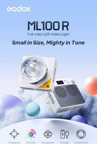 Godox ML100R 110W RGB LED Video Light, with Interchangeable 15° Reflector/1800-10000K CCT/14 Cinematic FX Effects/Multiple Power Options/Supports App Control,for Filming/Live Streaming etc. - Image 2